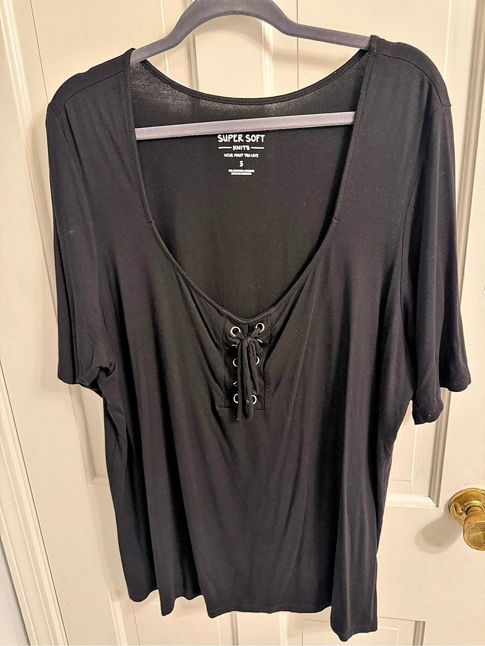 Torrid Super Soft Knits Black Lace-Up Tunic Size 3 Like New